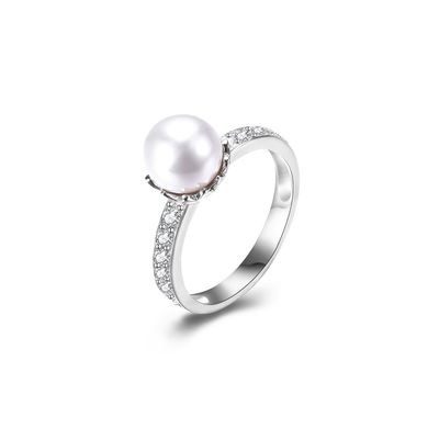 15.8mm 1,38 Gramm-Perle geformtes Diamond Ring ODM Fiancée Sterling Silver Ring