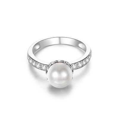 15.8mm 1,38 Gramm-Perle geformtes Diamond Ring ODM Fiancée Sterling Silver Ring