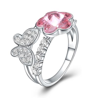 Vergolden-rosa Schmetterlings-Ring 3g 1.1cm Sterling Silver Jewelry Rings 18k