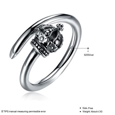 Kronen-geformte Verpflichtungs-Ring Hypoallergenic Cluster Real Silver-Ringe 1.39g 17.3mm