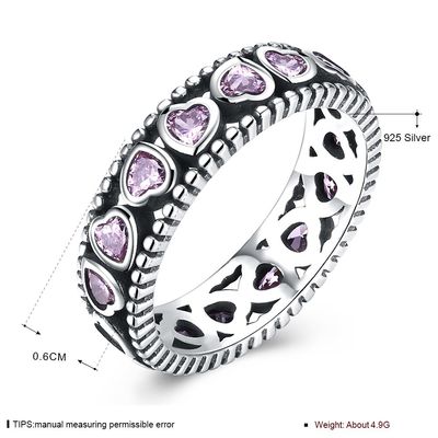 Unberechenbares die Kronen-Rosa-Herz der Königinnen pflastern Diamond Ring, den S925 Ring Damen Diamant-mit einer Kruste bedeckte