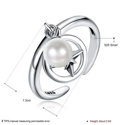 Öffnender 925 Sterling Silver Mountable Pearl Pendant Ring mit veränderbarer Länge