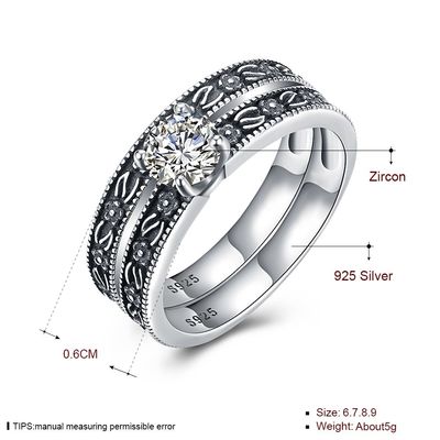 Sterling Silver Diamond Studded Cluster-Verpflichtungs-Ehering-Satz der hohen Qualität des Klassiker-925