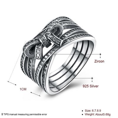 925 Sterling Silver Bowknot Finger Ring mit Crystal Women Ring European Original-Schmuck-Geschenk
