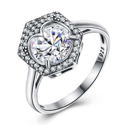 Luxuspfeile Zircon Diamond Ring schmuck-Hochzeits-Ring Coupless S925 des Silber-acht Herz-acht