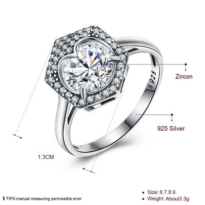 Luxuspfeile Zircon Diamond Ring schmuck-Hochzeits-Ring Coupless S925 des Silber-acht Herz-acht