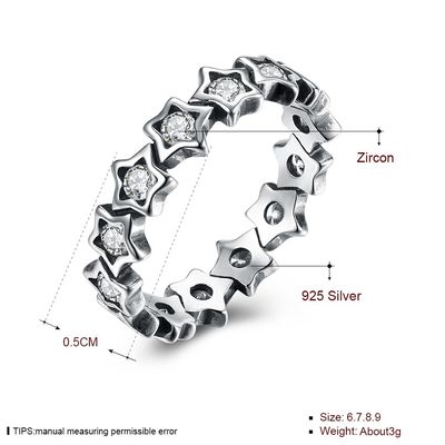 925 Sterling Silver Rings Paved Cubic Zircon-Stern-Finger-Ring For Women Silver Jewelry-Muttertag-Geschenk