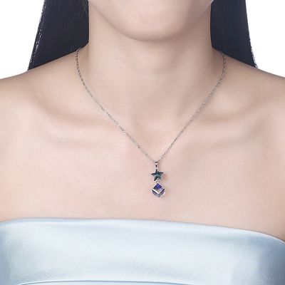 Zirkon-Stern-Halskette ODM Sterling Silver Diamond Necklace 5A 3.7g 45cm