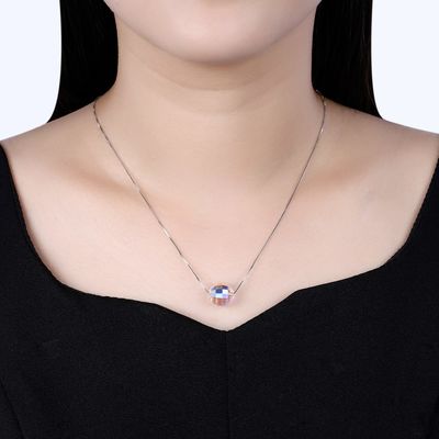 Ball Aurora Crystal Diamond Necklace 3.5g 17in Sterling Silver Jewelry Necklaces 8mm