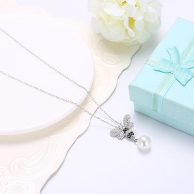Perle 3.93g Sterling Silver Jewelry Necklaces des Mode ODM-Schmetterlings-Kristall-0.27in