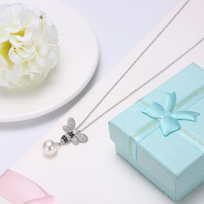 Perle 3.93g Sterling Silver Jewelry Necklaces des Mode ODM-Schmetterlings-Kristall-0.27in