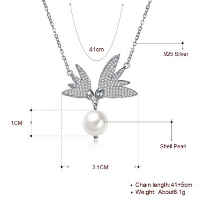 10mm Frischwasserkette 6.1g Sterling Silver Jewelry Necklaces des perlen-Schmetterlings-14,7“