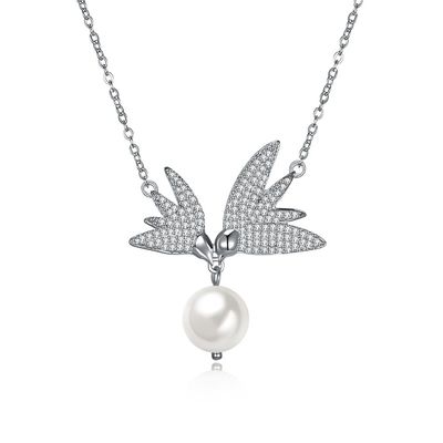 10mm Frischwasserkette 6.1g Sterling Silver Jewelry Necklaces des perlen-Schmetterlings-14,7“