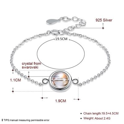 0.64ft 2.4g Sterling Silver Slider Bracelets S925 justierbares rundes Perlen-Armband