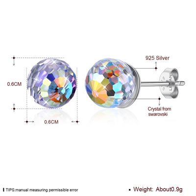 0.6X0.6cm 0,9 Gramm-Sterling Silver Jewelry Earrings Birthstone-Kugelgelenk-Ohrring SGS
