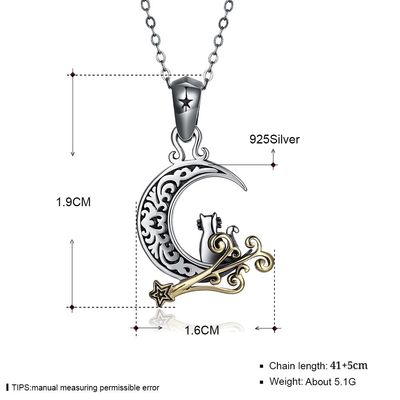 Mond-Cat Necklace SGS-Partei-Damen Sterling Silver Necklaces 5,1 Gramm-19mm