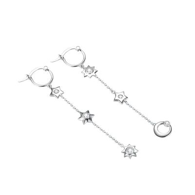 Stern-Legierungs-Ohrgehänge SGS 1.75g 3.7in Sterling Silver Jewelry Earrings Moon