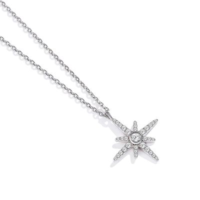 0.67in 41cm Shinny Goldstern-Mond-Halskette SGS Sterling Silver Jewelry Necklacess 18k
