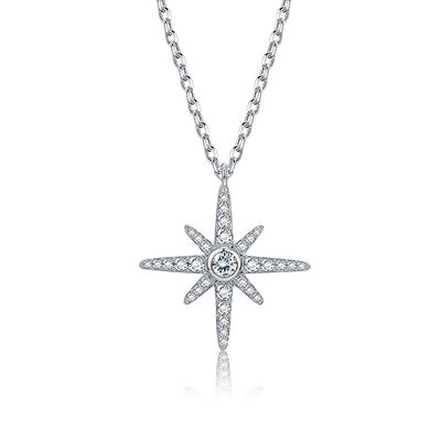 0.67in 41cm Shinny Goldstern-Mond-Halskette SGS Sterling Silver Jewelry Necklacess 18k