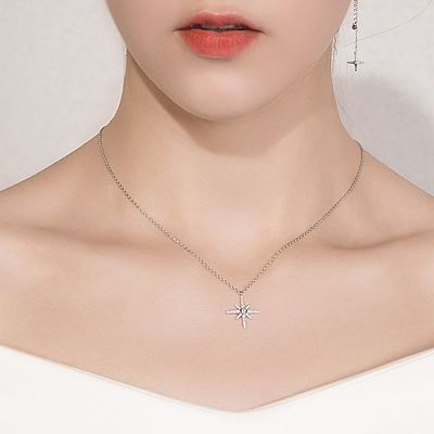 0.67in 41cm Shinny Goldstern-Mond-Halskette SGS Sterling Silver Jewelry Necklacess 18k