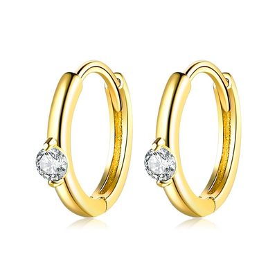 Edelstahl-Goldband-Ohrring-Partei CZ 1.6g 1.5x0.3cm wirkliches silbernes ODM Ohrringe