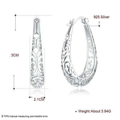 3x2.1cm Silberlegierungs-Metallohrring-Licht-Gold polierte Sterling Platinum Plated