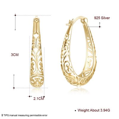 3x2.1cm Silberlegierungs-Metallohrring-Licht-Gold polierte Sterling Platinum Plated