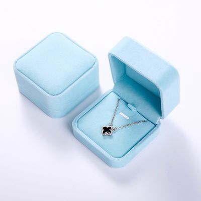 2.8X3.3X1.4in Papier Schmuck-0.8gram, das aufbereitete blaue Karton-Samt-Schmuckkästchen verpackt