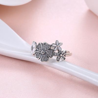 Schmuck-Bänder Rose Ring Sterling Silver Rose Flower Hearts Ring Adjustable Open Ring Love versprechen Ring Gift For Women