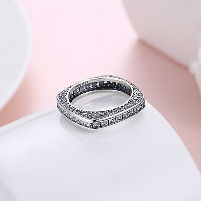 Silberner Ring-Quadrat des Adlig-925 Kubikzircon-Einlegen-klassischer Ring-Mode-Silber-Schmuck