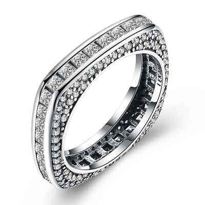 Silberner Ring-Quadrat des Adlig-925 Kubikzircon-Einlegen-klassischer Ring-Mode-Silber-Schmuck