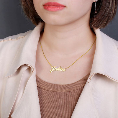 1.8ft Festival-Gold-Namensschild-Halskette kundenspezifischer silberner Halsketten-0.07oz modische
