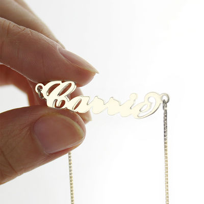 55cm Ketten-kundenspezifisches Gold Carrie Style Name Necklace Halsketten 18K der Silber-0.07oz