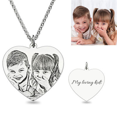 0.88in 3 Gramm-kundenspezifisches silbernes Halsketten-Sterling Silver Foto Engraved Necklace ODM