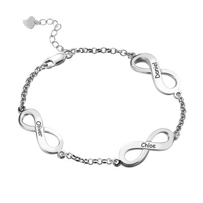 0.18oz 0.79cm Dreiergruppen-Unendlichkeits-Armband des kundenspezifische silberne Armband-festes Gold18k