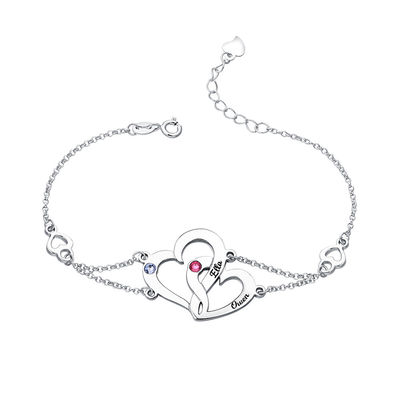 0.29x0.23cm Herz-Armband des kundenspezifischer silberner Armband-0.04lb Unisex-Doppelt-S925