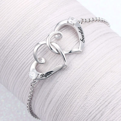 1.9X1.7cm Herz-Fußkettchen-graviertes Namen-Armband UnisexoDM Doppelt-0.35oz