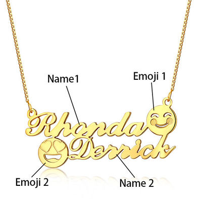 Erinnerungsanfangsnamen-Halskette der 1.8ft 0.07oz Emoji Goldhalsketten-S925