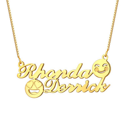 Erinnerungsanfangsnamen-Halskette der 1.8ft 0.07oz Emoji Goldhalsketten-S925