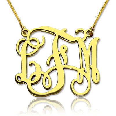 1.8ft 0.07oz personifizierte Monogramm-Halsketten-Gold überzog drei Buchstabe-Halskette SGS