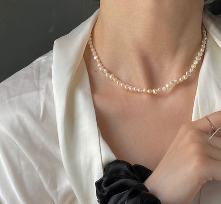 4,1 Gramm-Ketten-Perlen-Schmuck-Länge 37CM hohe Luser-Perlen-Halsband-Halsketten