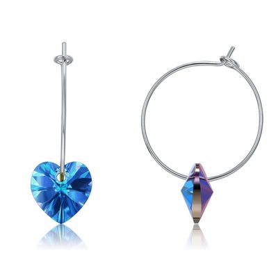 925 Sterling Silver Custom Hoop Earrings 20×10mm mit Austrian crystal-Kristall
