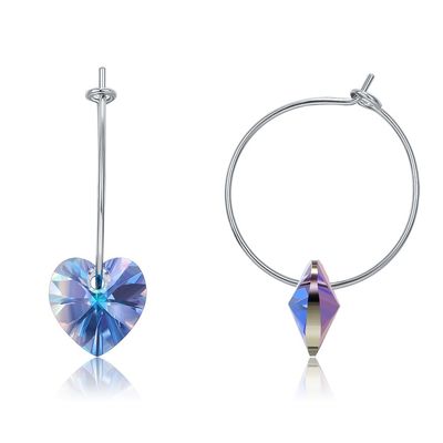 925 Sterling Silver Custom Hoop Earrings 20×10mm mit Austrian crystal-Kristall