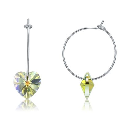 925 Sterling Silver Custom Hoop Earrings 20×10mm mit Austrian crystal-Kristall