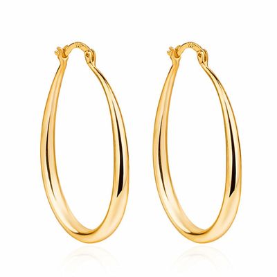 Platin überzog glatte Goldbänder des Kreis-14k 30×21mm für Frauen-Dame