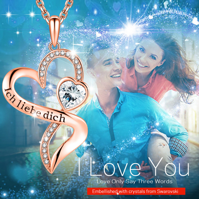 Kristalle Rhodium Rose Gold Crystal Double Heart-Halsketten-18in 0.29oz Austrian crystal überzog