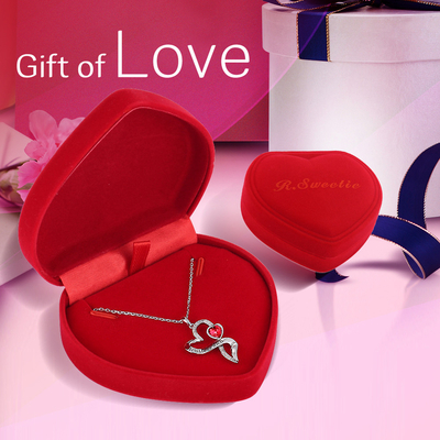 925 Sterling Silver Heart Pendant Necklace 18&quot; in der Längen-doppelten endlosen Liebe