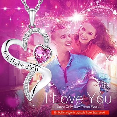 925 Sterling Silver Personalized Double Heart-Halskette Rhodium überzogene Austrian crystal-Kristalle