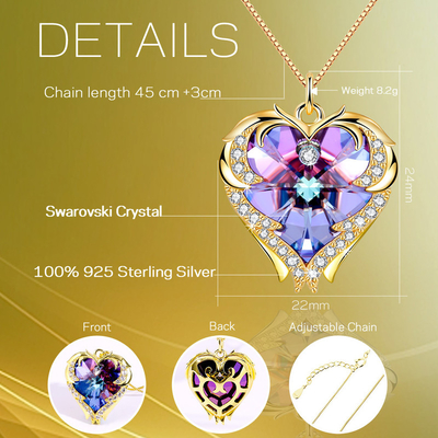 18 Zoll 8,2 Austrian crystal-Halsketten-großes Herz-Halsketten-Crystal Rose Gold Colorful Crystal Womens-Halsketten-Gold