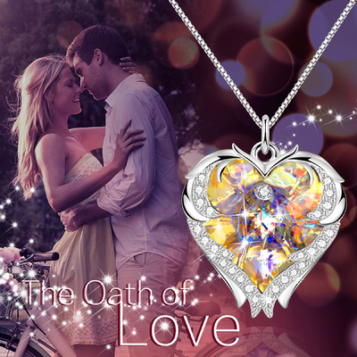 Geschenke 18 Zoll-8,2 für Mutter Tochter-von der großen Herz-Halskette mit Austrian crystal gelber Crystal Necklace For Girlfriend